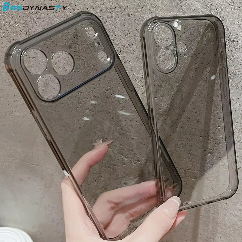 เคสใสซิลิโคน TPU นิ่มสำหรับ iPhone 17 Air 16 15 14 13 12 Pro Max Plus 16E 17Pro ป้องกันการกระแทก ขอบกันกระแทก ฝาครอบโทรศัพท์แท้