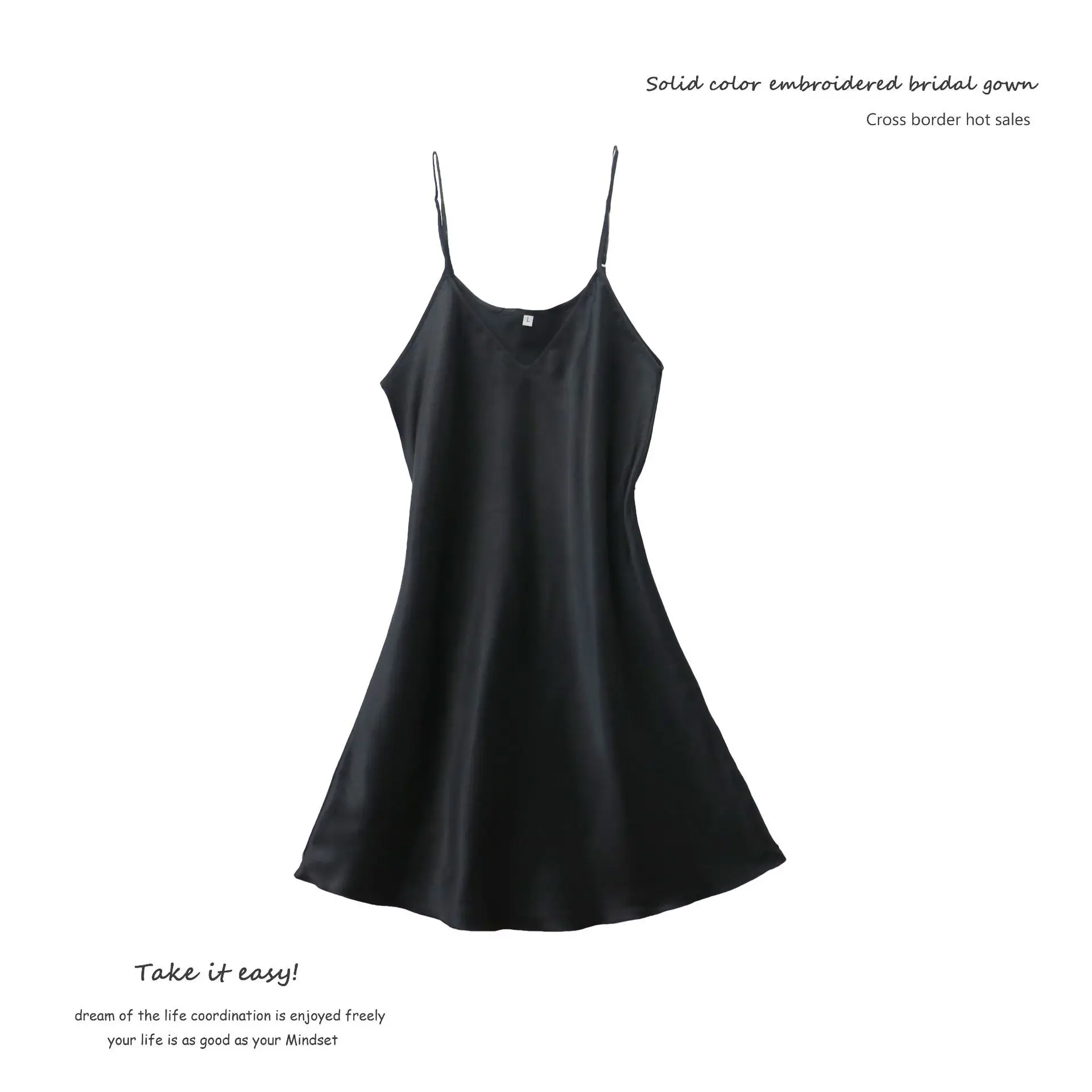 

Women's Sexy Silk Satin Night Dress Sleeveless Nighties V-neck Nightgown Nightdress Plus Size Sleepwear Nightwear