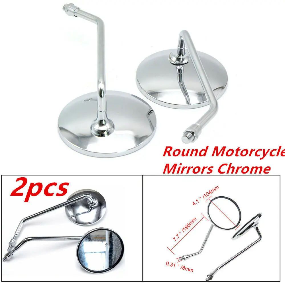 

8mm/10mm Motorcycle Rearview Mirror Scooter E-Bike Round Rear View Mirrors Back Side Convex Mirror 2Pcs