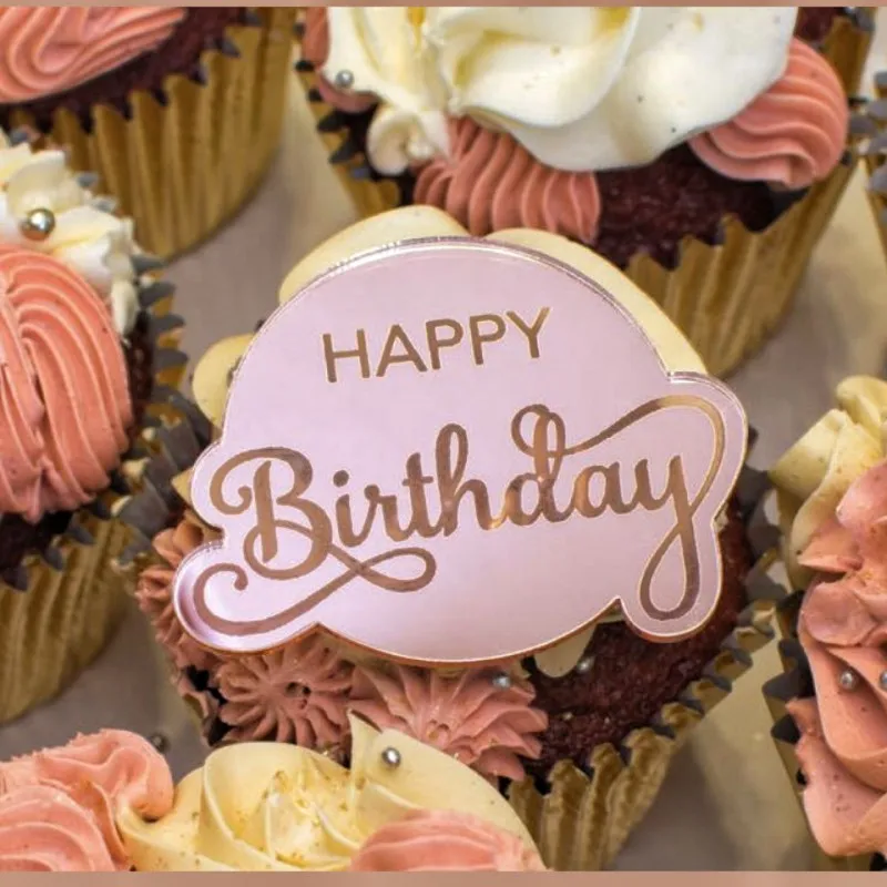 10 Stücke Gold Geburtstag Party Kuchen Dekoration Acryl Runde Kuchen Topper Alles Gute Zum Geburtstag Geschenk Dekor Cupcake Dessert Zubehör Werkzeuge – Detail 17