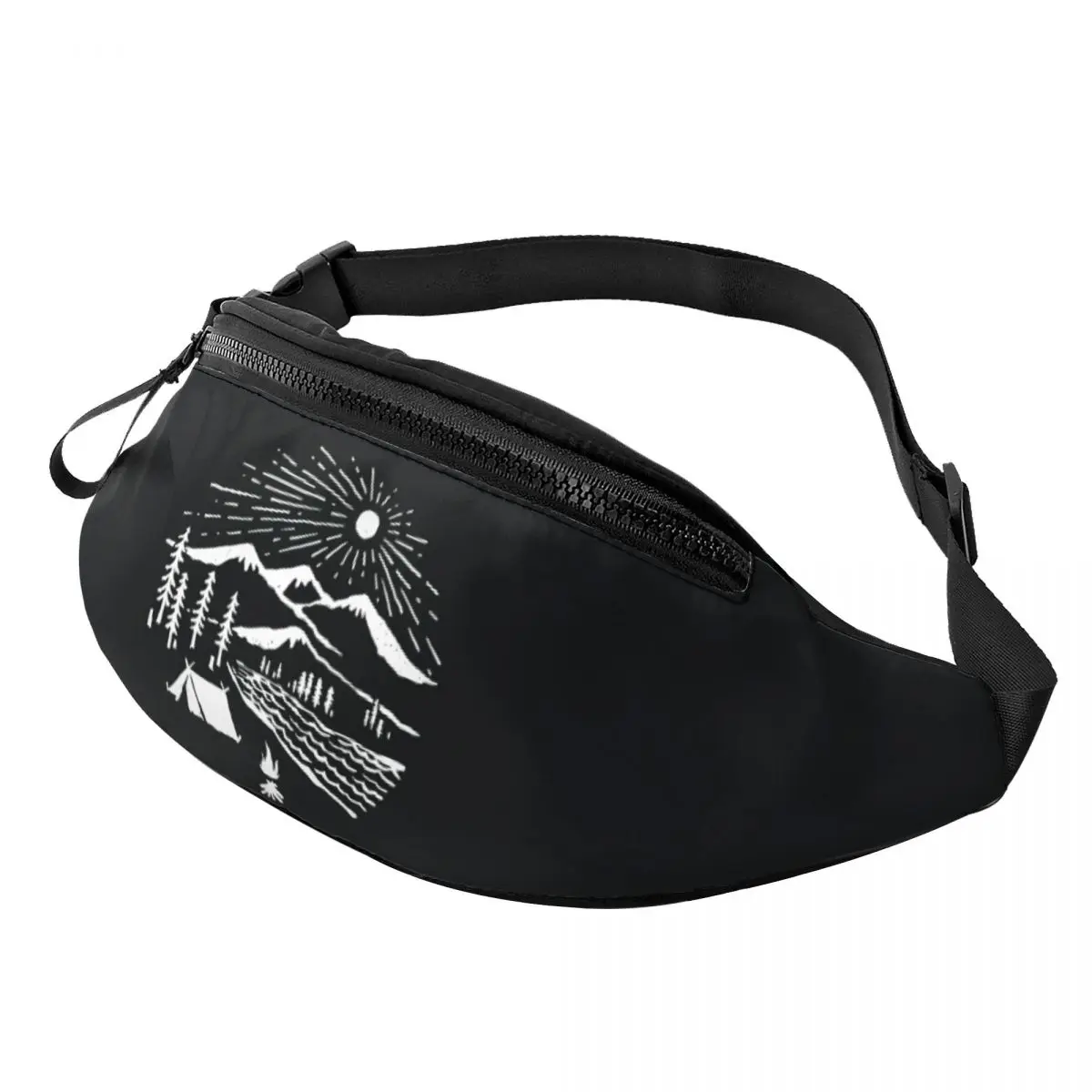 Camping Hiking Adventure Nature Fanny Pack Women Men Casual Travel Hiking Crossbody Waist Bag for Running Phone Money Pouch