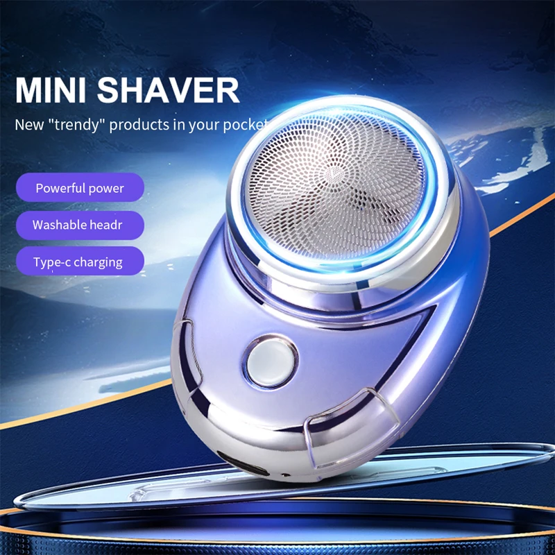 Mini barbeador elétrico para casa e viagens, pequeno barbeador portátil, USB recarregável, sem fio Face Beard Razor, aparador de carga rápida, Novo, 2024