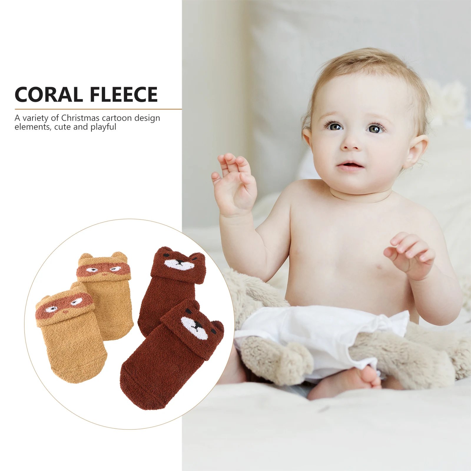 

2 Pairs Socks Newborn Floor and Autumn Toddler Brown Comfortable Home Warm
