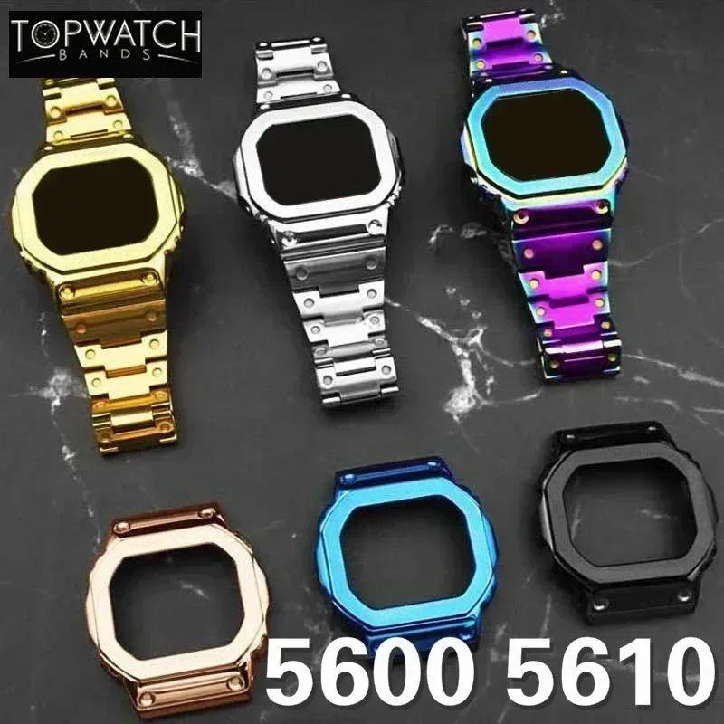 Watch Bezel Watchband DW5600 Metal Watch Strap Band 316L Stainless Steel Case for GW-5000 5035 GW-M5610 5600 Belt Set