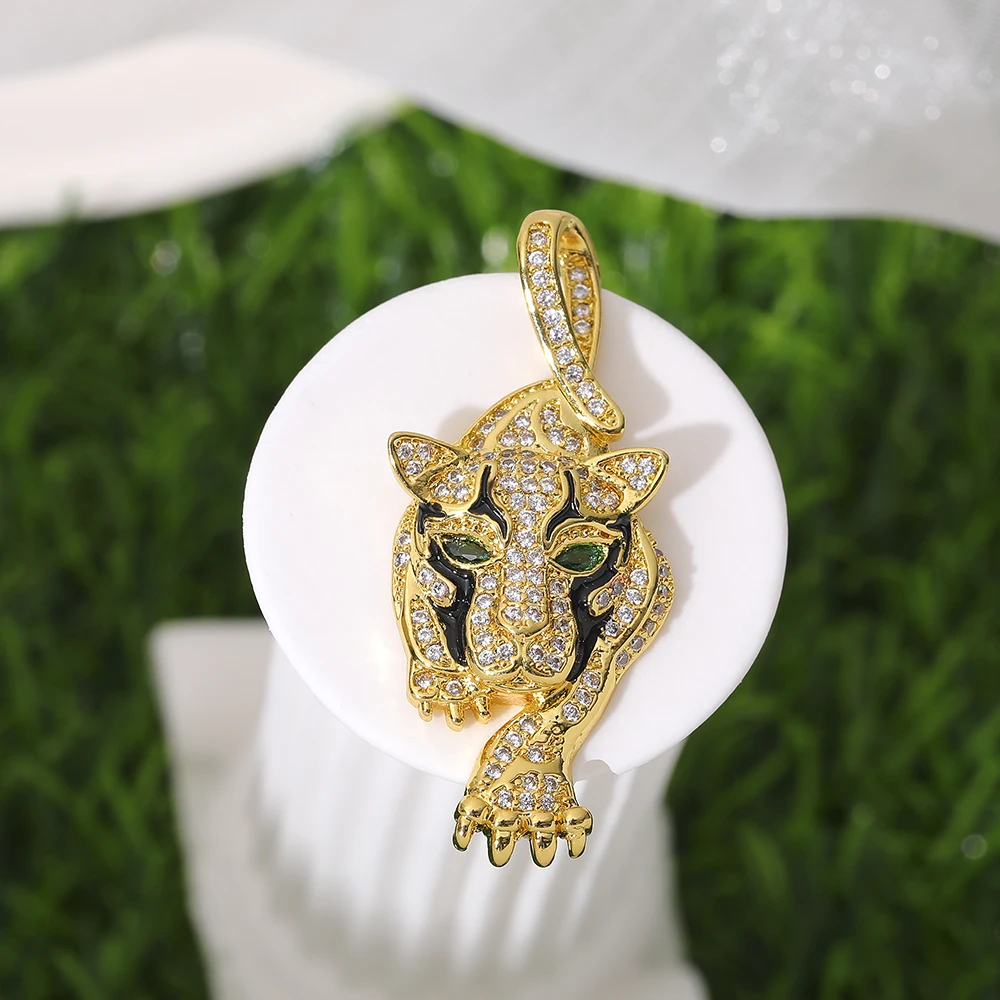 Роскошные циркониевые подвески в виде головы Пантеры для изготовления ювелирных изделий, позолоченное золото 18 карат, кулон в виде льва, тигра, животных, жемчужное ожерелье, аксессуары «сделай сам»