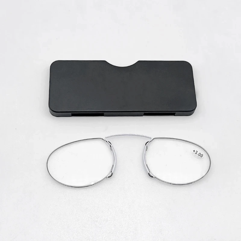 2024 Titanium Mini Reading Glasses Clip Nose Round Optical Glasses With Box Wallet Portable Prescription Eyewear Degree 1 To 3