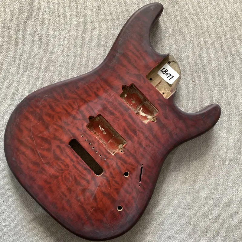 IB077 Red Quilted Maple Top -Soild Basswood 7 Strings ST Electric Guitar Body Tremolo Bridges Right Hand Replace and DIY Part