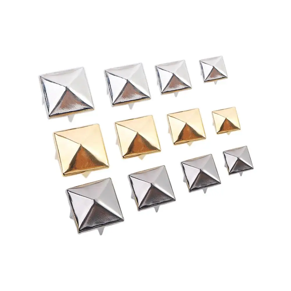 Gold Fashion Quality Metal Releasable Pyramid Shape for Hat,Bag,Clothes Square Rivets Garment Supplies DIY Studs Sewing Decor