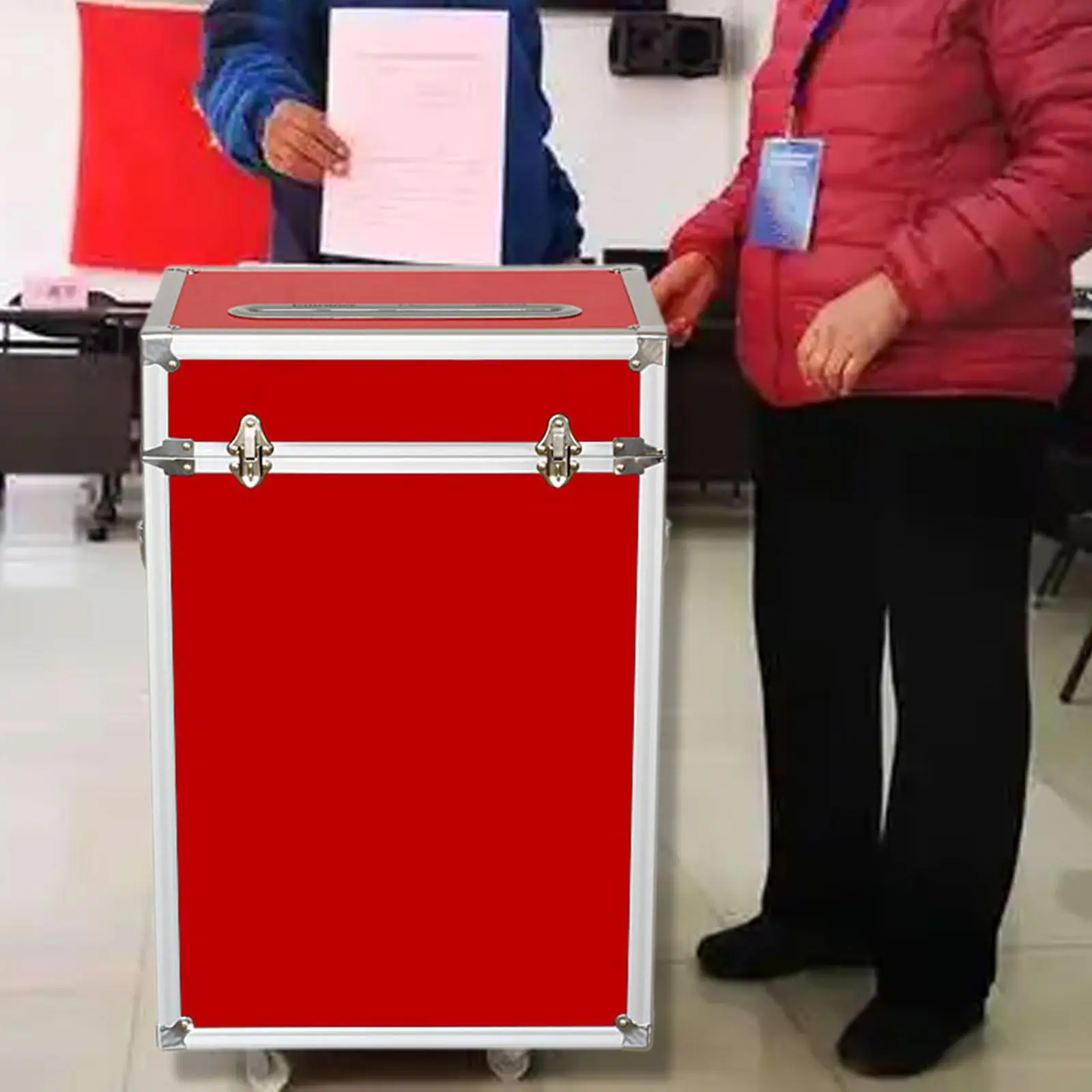 

Large Capacity Ballot Box with Slot Secure Donation Suggestion Container Aluminum Alloy for Office Community Event