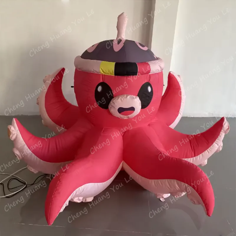 

Factory customize inflatable octopus pink cartoon animal with a hat for zoo, aquarium festival activity decoration prop