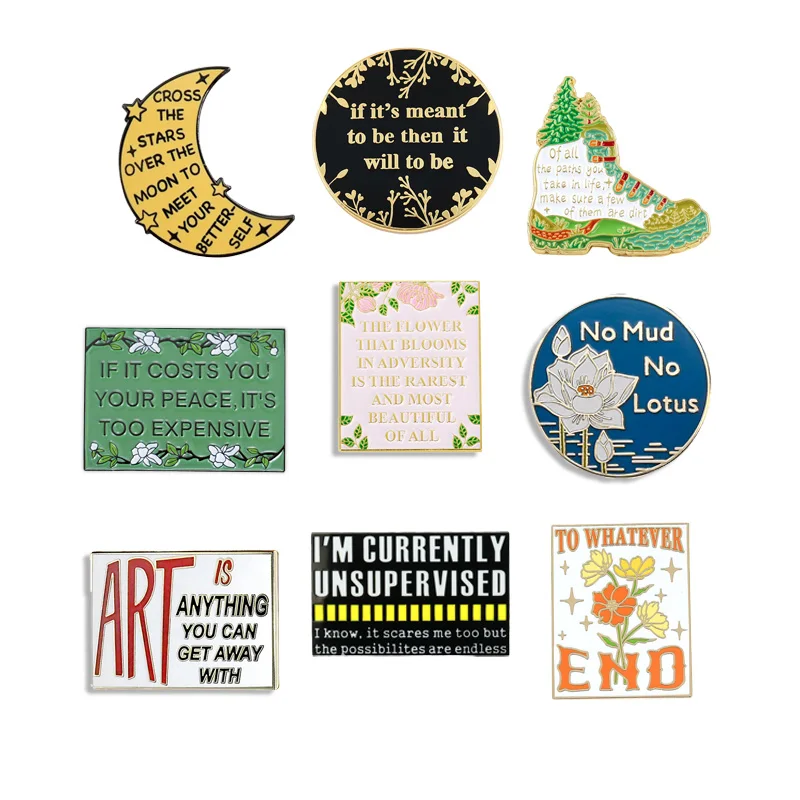 Fashion Inspirational English Enamel Pin Personalized Lapel Pin Metal Badge Brooch Unique Jewelry Accessories Gift For Friends
