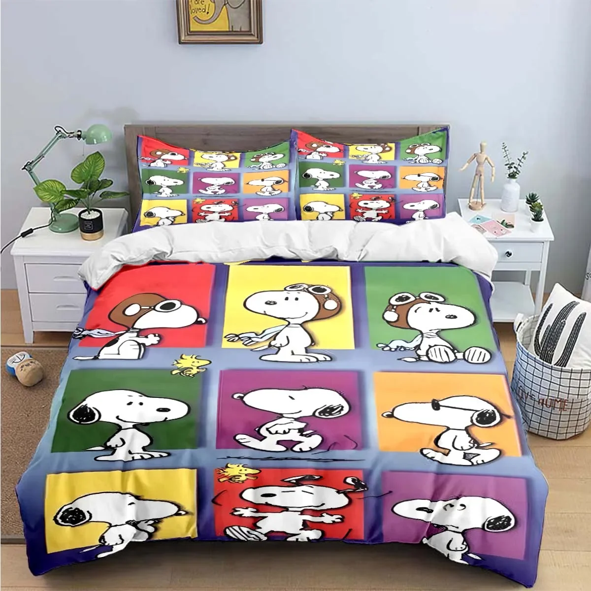 

Fashion Cartoon DOG Peanuts SNnoopy Print Bedding Sets Bed Supplies Set Duvet Cover Bed Comforter Set Bedding Set Gift