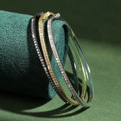 ZAKOL 60MM Minimalist Cubic Zirconia Bangle Bracelet For Women Fashion Geometric CZ Stone Bracelets Wedding Party Jewelry