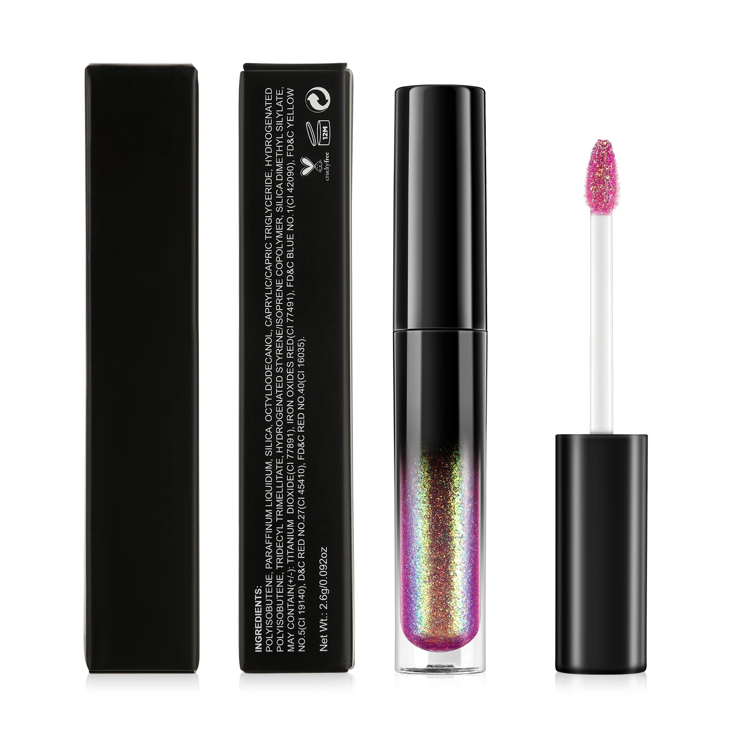 Glitzer Lip gloss benutzer definierte Logo Make-up Multi chrom Lip gloss Chamäleon Pigment Duo chrom flüssigen Lippenstift vegan metallischen Lip gloss