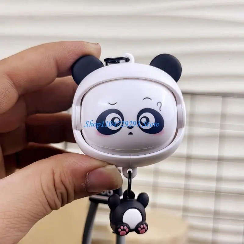 Creative Rotating Face Panda Phone Strap Lanyard Keychain Changeable Expression 