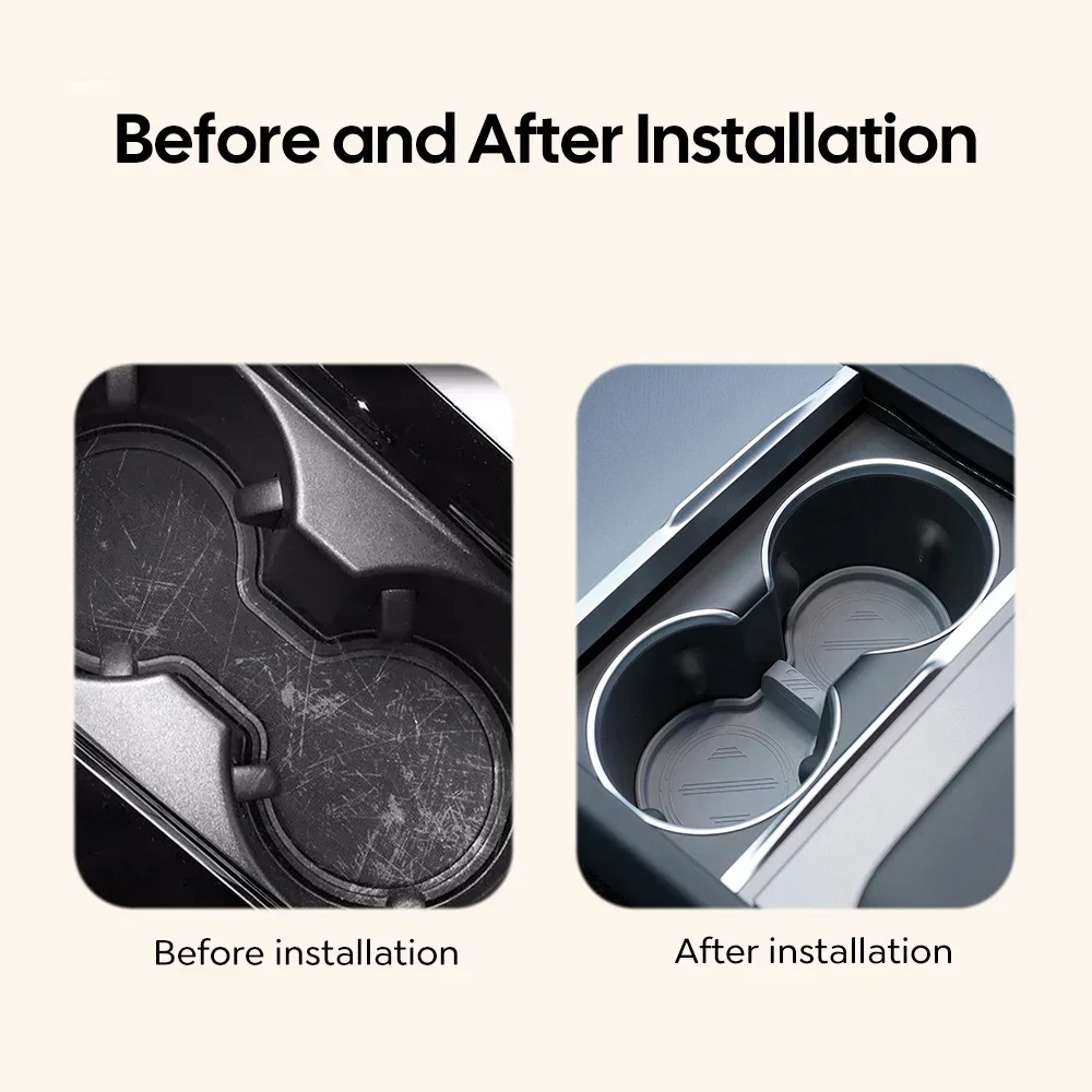 Для Tesla Model Y Launch 2025 Model 3 Highland 2025 Коврик для чашки воды Подставки Слоты Нескользящий коврик Водонепроницаемый коврик для напитков Аксессуары