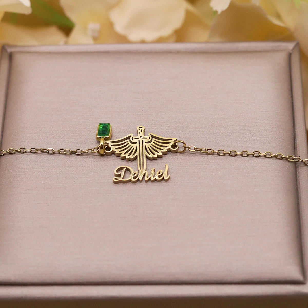 Chandler Custom Name Angel Sword Bracelet for Women Adjustable Link Chain Wrist Jewelry for Wedding And Daily Use