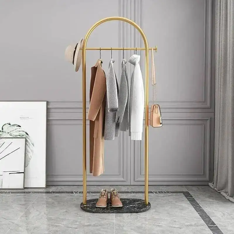 

Floor Racks Light Coat Luxury Modern Indoor Household Furniture Simple Iron Hanging Clothes Rack Living Room Rod Type Coat Rack