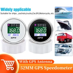 Waterproof 52mm GPS Speedometer Gauge Digital TFT Screen LCD With GPS Antenna Km/h MPH Knots Adjusted Odometer For Boat Car Moto