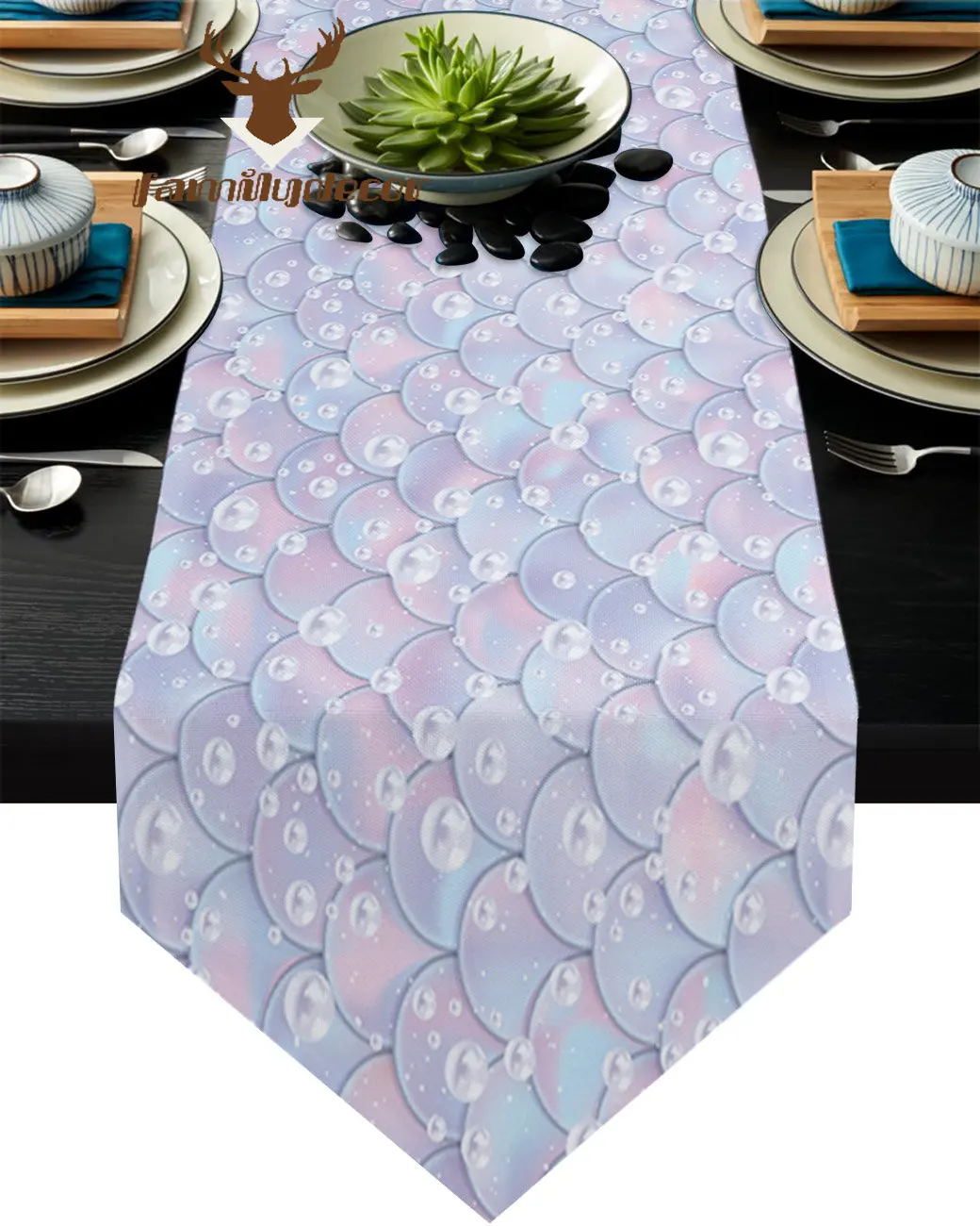 Mermaid Scales Modern Table Runner Country Wedding Decoration Tablecloth Home Hotel Party Dining Table Kitchen Table Mat