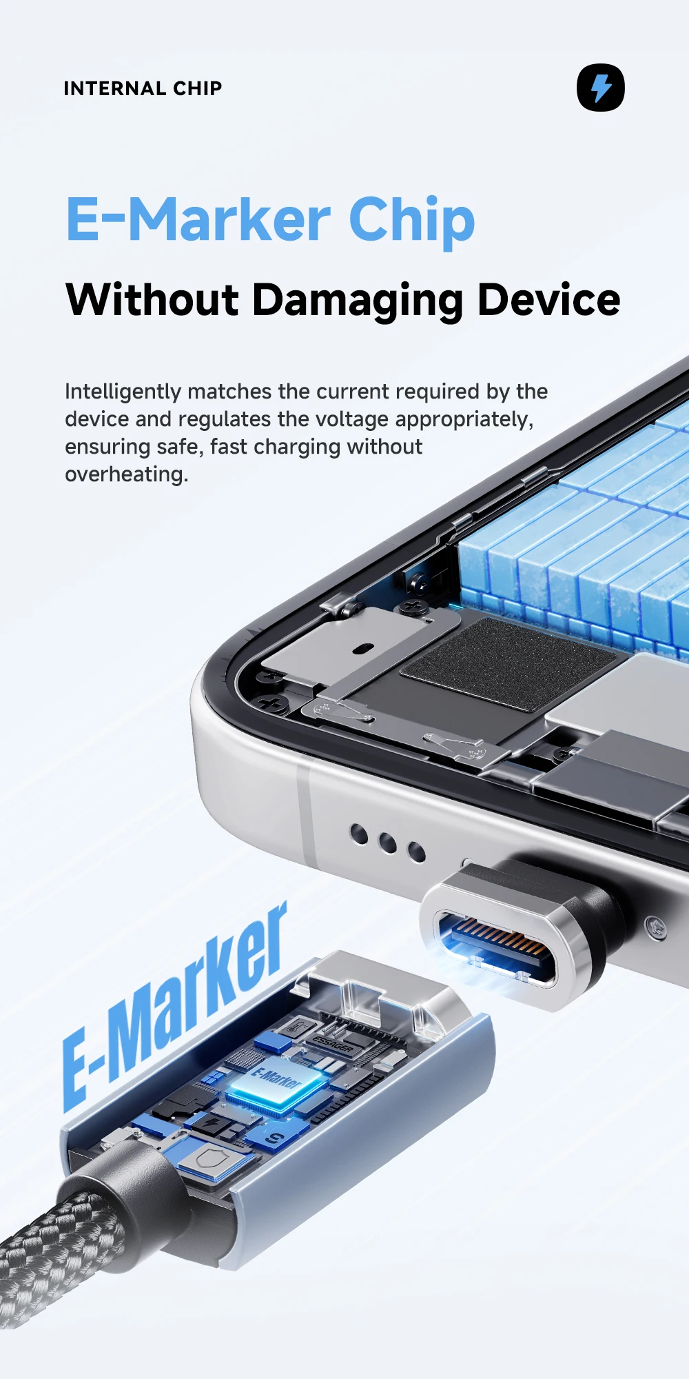 Essager 240W Magnetic Charging Cable E Marker USB C To Type C Cable PD3.1 Fast Charging For iPhone 17 16 Samsung S25 iPad Laptop