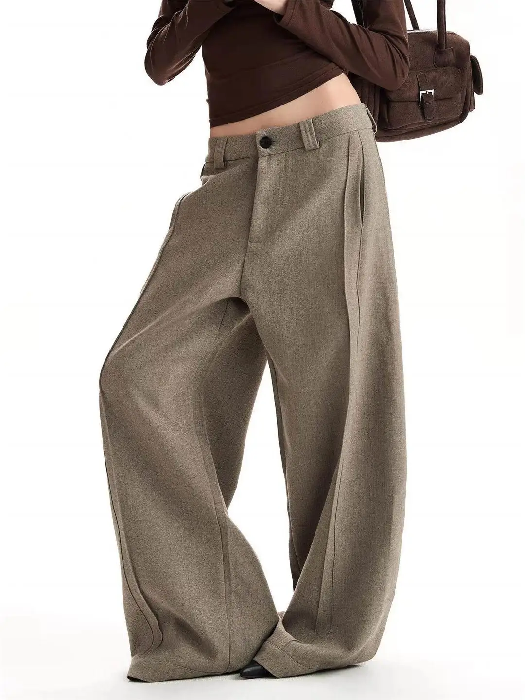 

Korean Faion Wide Leg Pants Men Women Straight Cut Loose Casual Trousers Drapey Comfortable All Match Simple Design