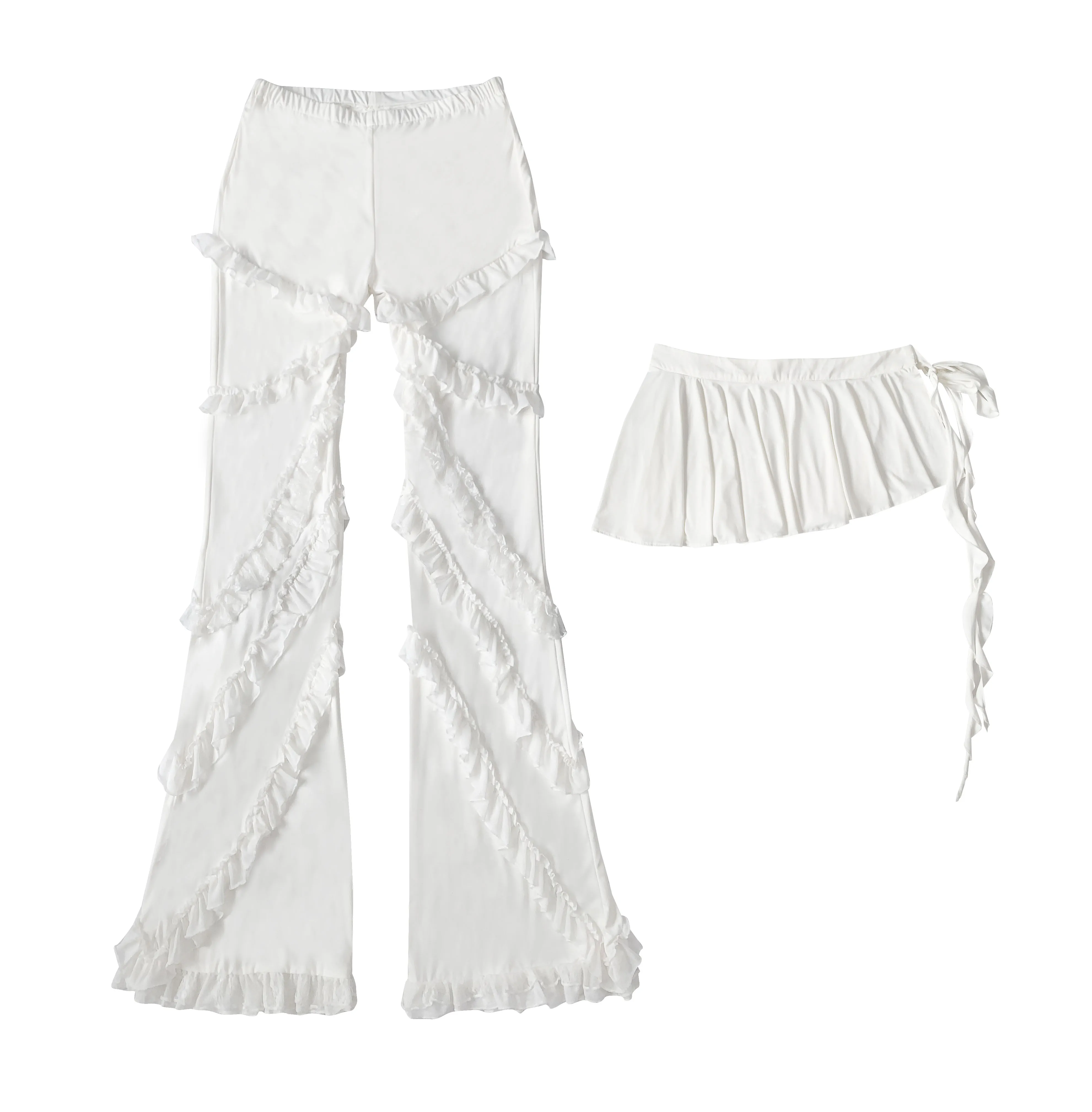 New White Ballet Style Sweet Lace Elegant Lace Trousers Personalized Girls Versatile Age-reducing Fashion Apron Street Pants