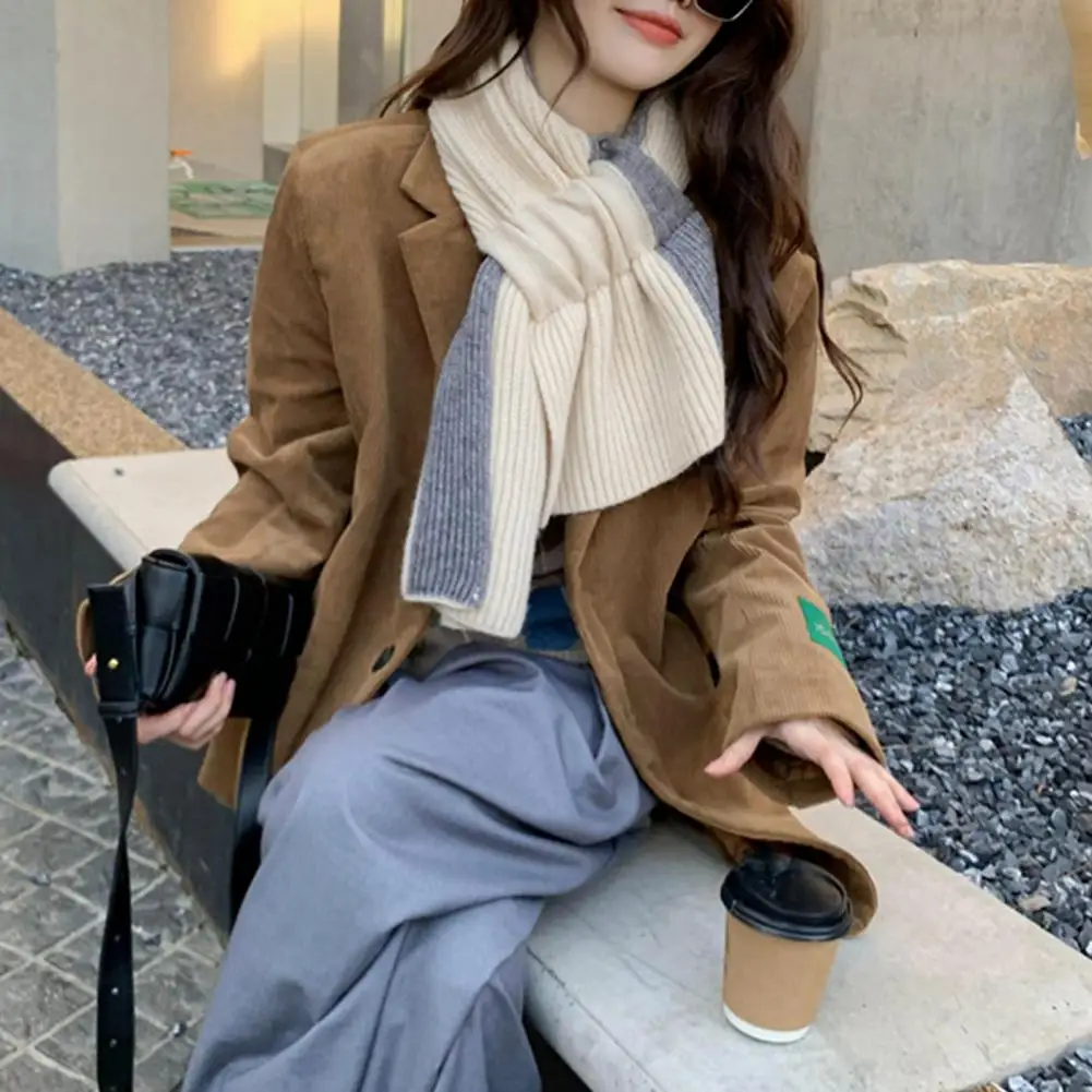 

Color Block Scarf Wrap Around Design Scarf Stylish Patchwork Color Women's Winter Scarf Soft Comfortable Wrap Around Design