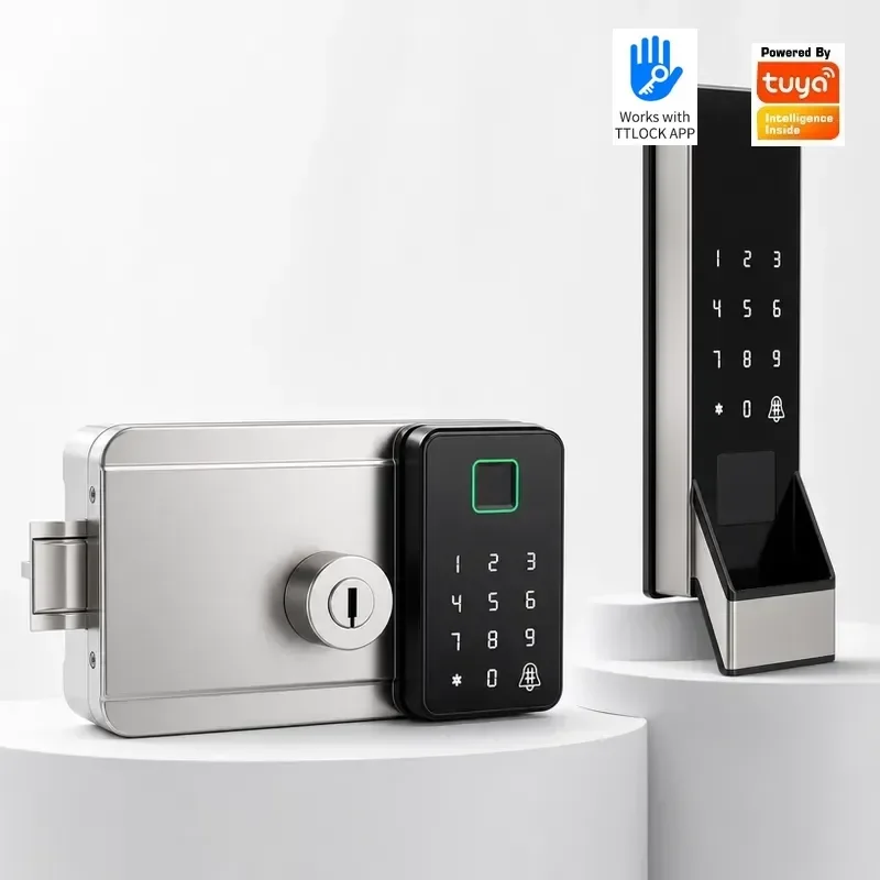 Bullhead Lock Iron Door Intelligent Fingerprint Identification TUYA All Through Lock Waterproof Fingerprint Lock