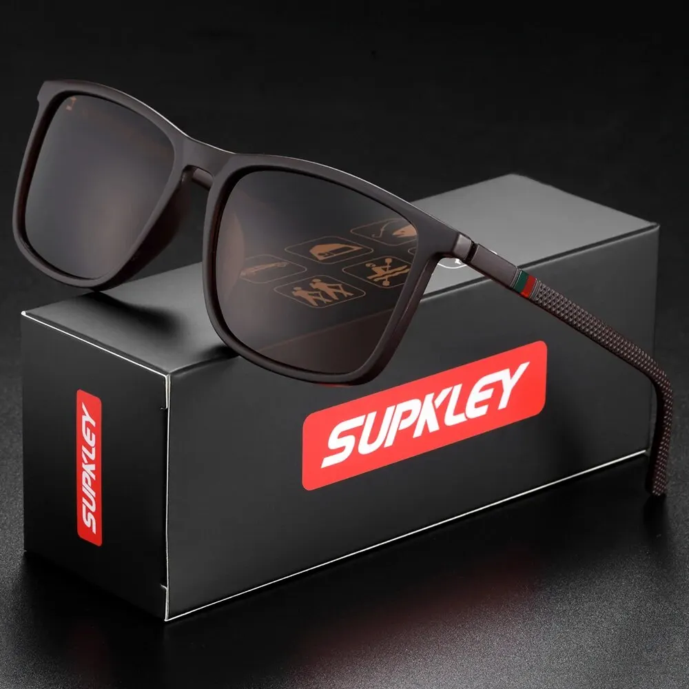 Supkley Sport Sonnenbrille für Männer polarisiert bequem tragen quadratische Sonnenbrille männlich leichte Brillen Zubehör mit Origina 6