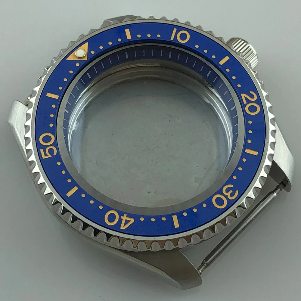 

Timeaxis 42mm Stainless Steel Case Blue Decoratiue Ring Sapphire Glass Watch Parts Fit NH35/NH36 Movement