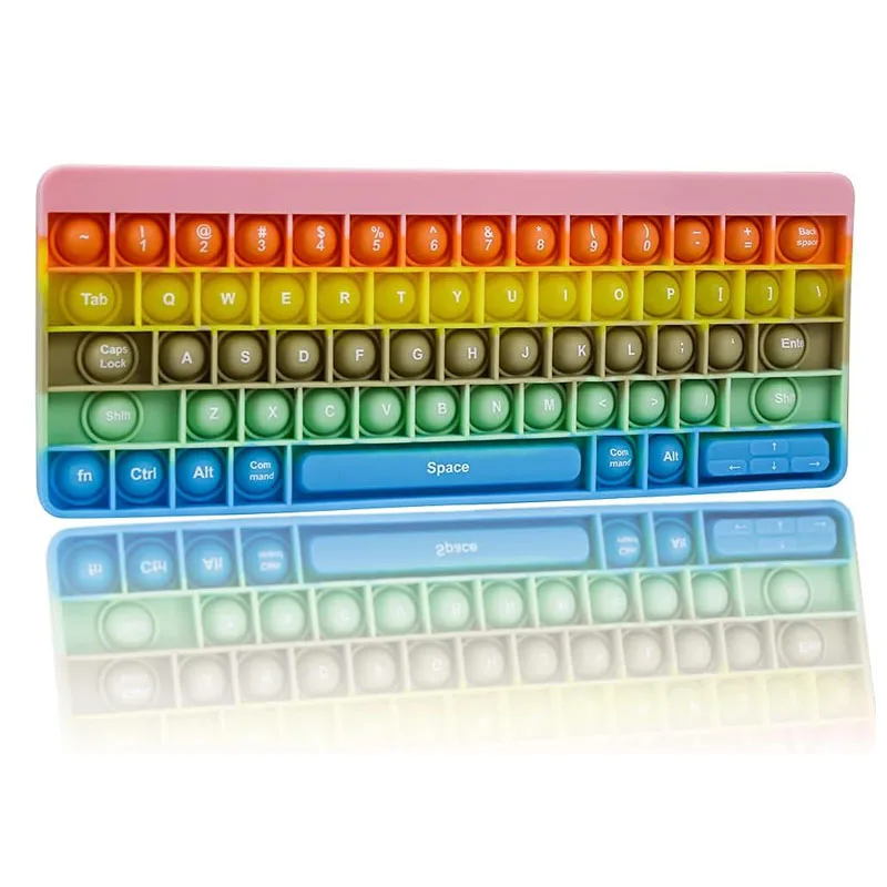 

Rainbow Silicone Keyboard Push Bubble Fidget Sensory Toys Kids Chidlren ADHD Anxiety Stress Reliever ADD Autism