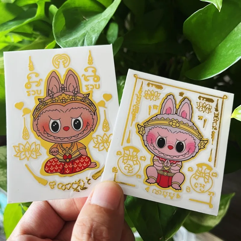 2pcs Thai LabUBU Cute Wealth Hot Stamping Color Stickers Mobile Phone Stickers Children's Tattoo Multi Functional Stickers