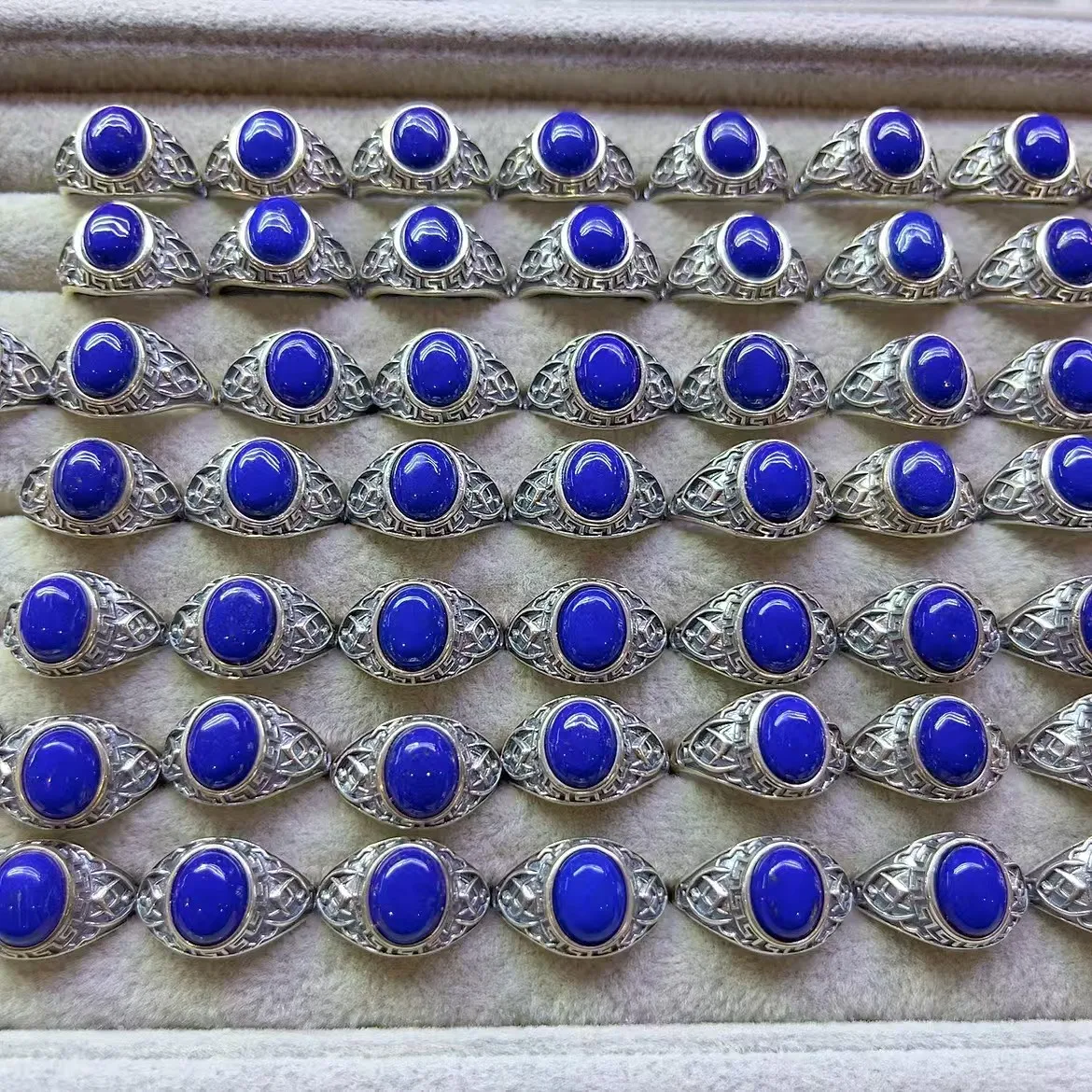 

1 шт. Fengbaowu натуральный лазурит овальное кольцо с кабошоном из стерлингового серебра 925 пробы Рейки целебный камень модные ювелирные изделия подарок