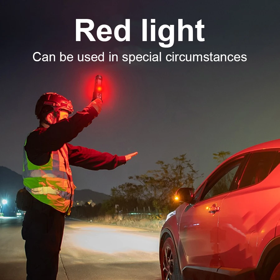 مصباح يدوي عالي الطاقة في الهواء الطلق المدمج في البطارية مصباح يدوي تكتيكي أحمر أزرق وأبيض ثلاثة ألوان فانوس ضوء جانبي للطوارئ