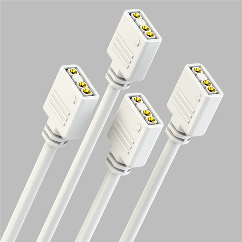 Venda quente 5v cabo de extensão de 3 pinos para placa-mãe de computador 1 ponto 4 hub cabo de conexão extensão argb divisor, branco