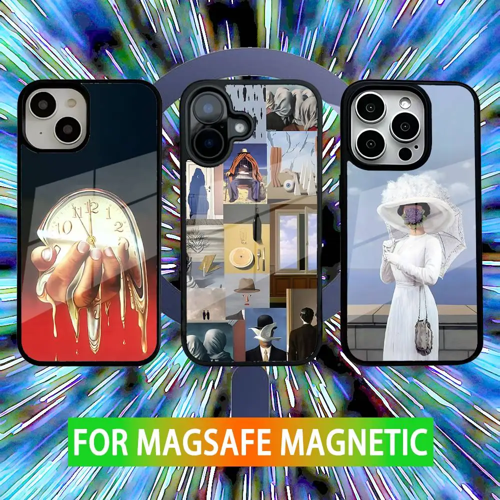 

R-Rene M-Magritte Art Phone Case For iPhone 16,15,14,13,12,11,Pro,Max,Plus,Mini,SE New Magsafe Magnetic Wireless Charging