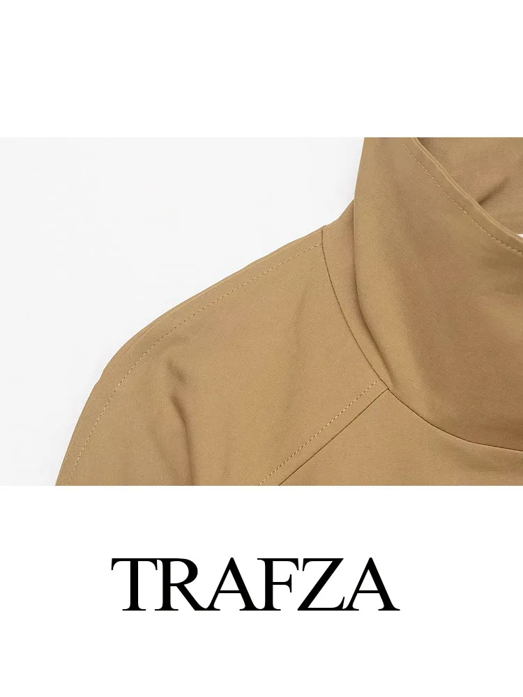 

HH 2025 Autumn Woman Fashion Asymmetric Buttons Jacket Women Elegant Short Windbreaker High Collar Loose High Street Coat