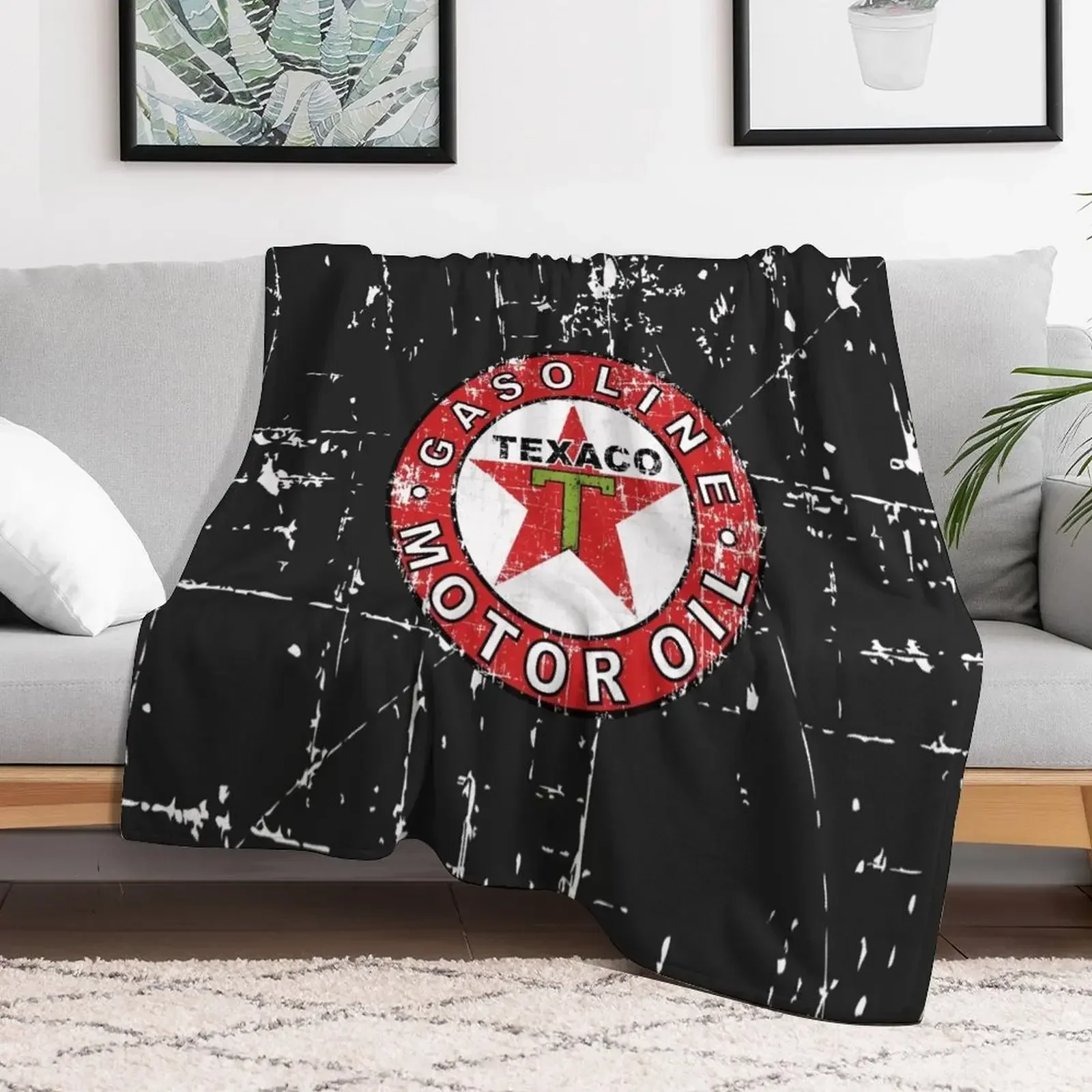 Texaco Tea Vintage Scratch Throw Blanket Flannel Summer Summer Beddings Loose Blankets