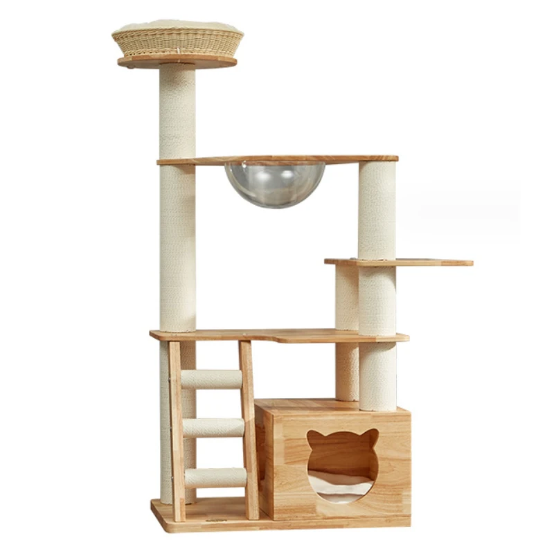 Modern Luxury XXL Wooden Cat Tree & Scratcher Towering Climbing Frame For Large Cats For Indoor & Outdoor Use