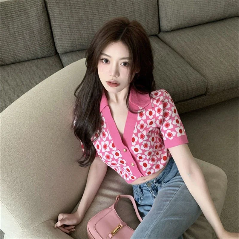 

Top Women's Summer 2023 Blouse V-neck Short Sleeved Vintage Clothes for Women Tops Shirts Blouses