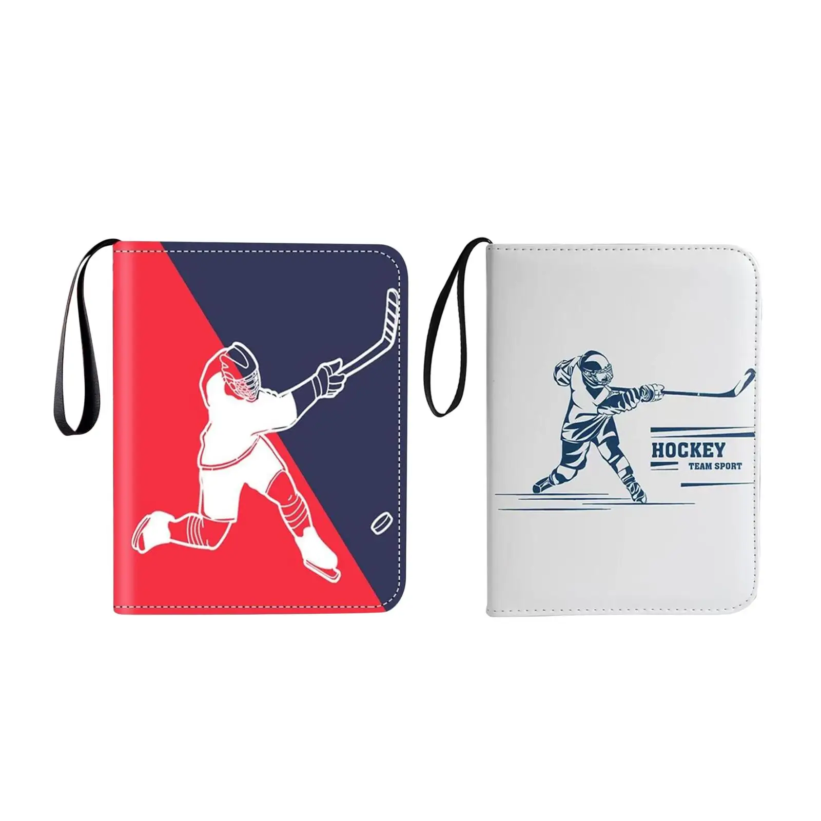 Hockey Card Folder with Sleeves, 4 Pocket Trading Card Folder with 400 Card Sleeves, Card Collector Album with Zipper