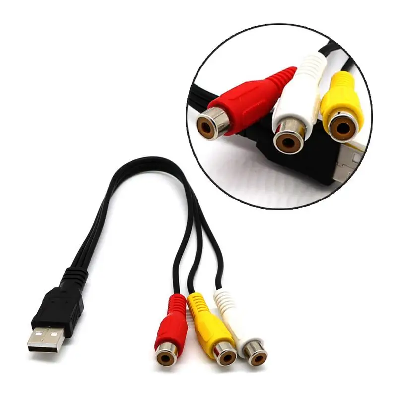 USB męski na 3RCA RGB kobiet AV Audio kabel konwertera kabel USB do 3 rca kabel Adapter