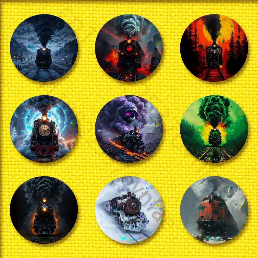 

Classic Steam Train Railway Badge For 44mm 25mm 32mm 75mm 58mm Round Pin Brooch Insignia Case Clothes