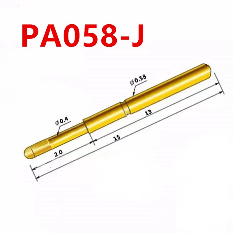 

100PCS Gold-plated Spring Test Pin PA058-J Small Round Head Outer Diameter 0.58mm Total Length 15mm PCB Test Pin