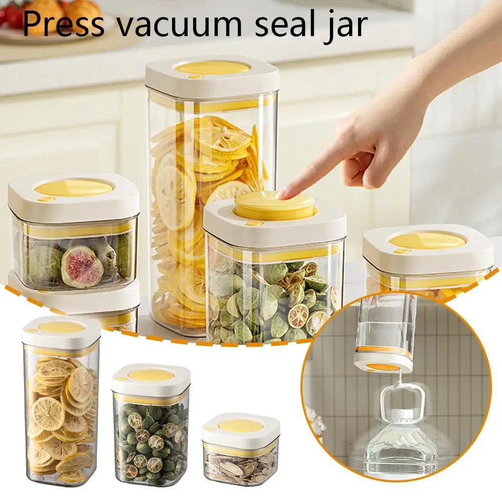 

Vacuum Food Storage Box Plastic Sealed Fresh-Keeping Box Grains Coffee Beans Transparent Storage Container Kitchen Storage Jars