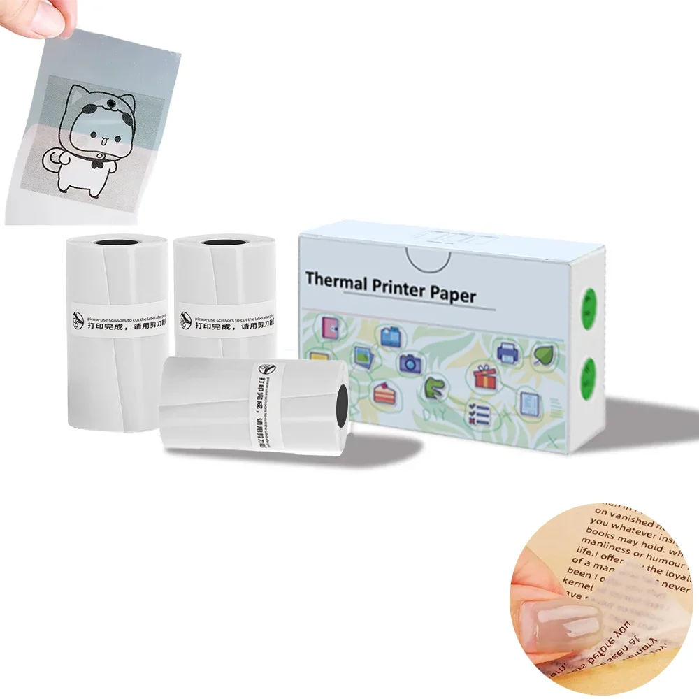 57x30mm Large Roll Thermal Printer Paper Transparent Photo Sticker Long Time Using For Mini Portable Printer DIY Note Label Memo