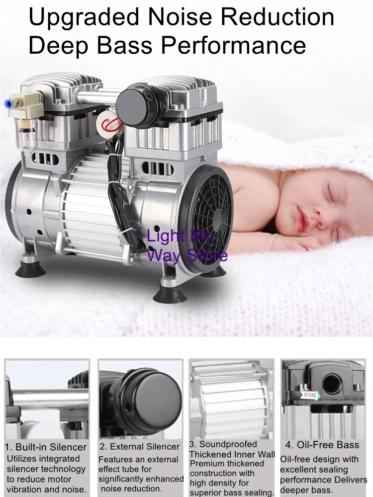 

Безмасляный бесшумный вакуумный насос Вакуумный насос с высоким расходом Компактная присоска промышленного класса Лаборатория