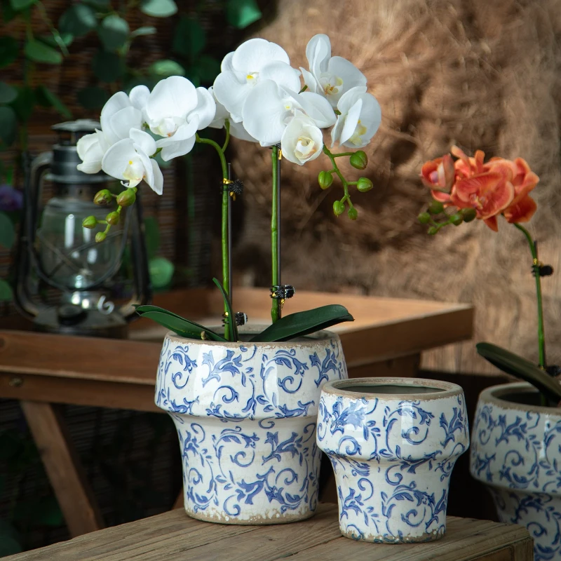 Flower Pot,Vintage Ceramic Pot for Planter with Drainage Holes, Ice Crack Glazed Indoor Planters Pot for Indoor,Gardening Gifts
