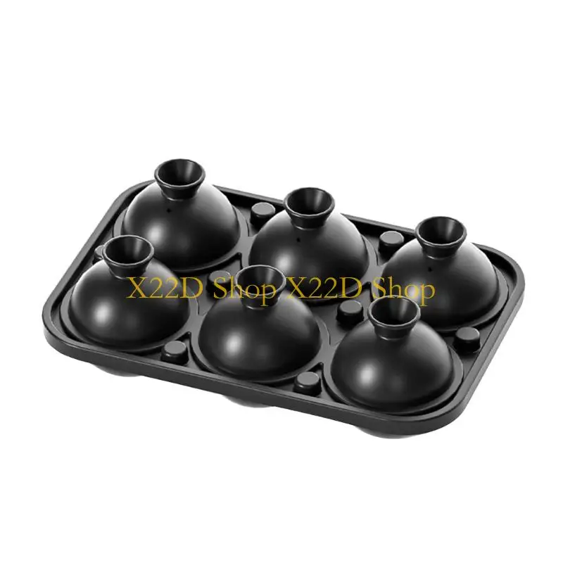 X22D 6 Unit Ice Molds Creates Perfect Clear Engraved Ice Ball Safe Silicone For Professional Home Bartending